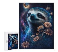 500 PCS Jigsaws for Teenagerss Galactic Sloth with Flowers -1 Jigsaw for Teenagerss Stress Reliever Every Piece Is Unique - Deal As Gifts for The Whole Family 500 PCS