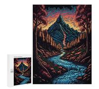 500 PCS Jigsaws for Teenagerss Mountain River Sunset Jigsaw Puzzle Relaxing Games Difficult Challenge Challenging To Complete 500 PCS