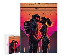 500 PCS Jigsaws for Teenagerss Neon Romance Sunset Jigsaw Puzzle Relaxing Games Difficult Challenge Challenging To Complete 500 PCS