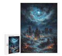 500 PCS Jigsaws for Teenagerss Puzzle Apocalyptic Cityscape Under A Swirling Sky Puzzle for Adults Family Games A Work of Art Parent-child Interaction 500 PCS