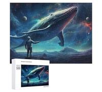 500 PCS Jigsaws for Teenagerss Puzzle Astronaut Meets Cosmic Whale Puzzle for Adults Hands-on Game Difficult Hard Parent-child Interaction 500 PCS