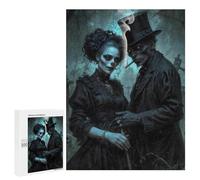500 PCS Jigsaws for Teenagerss Puzzle Baron Samedi And Maman Brigitte, Gothic Couple in Cemetery Puzzle for Adults Family Games A Work of Art Parent-child Interaction 500 PCS