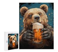 500 PCS Jigsaws for Teenagerss Puzzle Bear Drinking Beer Teenagers Puzzles Toy Wall Decor Perfect Decoration Unique Gifts for Birthday And Christmas 500 PCS