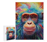 500 PCS Jigsaws for Teenagerss Puzzle Colorful Chimpanzee Portrait -2 Puzzle for Adults Hands-on Game Difficult Hard Parent-child Interaction 500 PCS