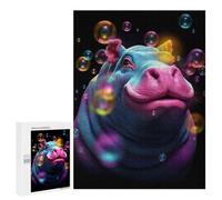 500 PCS Jigsaws for Teenagerss Puzzle Colorful Hippo with Bubbles-1 Puzzle for Adults Hands-on Game Difficult Hard Parent-child Interaction 500 PCS