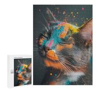 500 PCS Jigsaws for Teenagerss Puzzle Colorful Powdered Cat Jigsaws for Adults Hands-on Game Pattern Assembly Unique Gifts for Birthday And Christmas 500 PCS