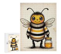 500 PCS Jigsaws for Teenagerss Puzzle Cute Bee with Honey Jar Puzzle for Adults Family Games A Work of Art Parent-child Interaction 500 PCS
