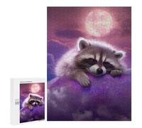 500 PCS Jigsaws for Teenagerss Puzzle Cute Dreaming Raccoon Jigsaws for Adults Hands-on Game Pattern Assembly Unique Gifts for Birthday And Christmas 500 PCS
