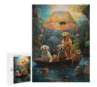 500 PCS Jigsaws for Teenagerss Puzzle Dogs in A Boat Adventure Puzzle for Adults Hands-on Game Difficult Hard Parent-child Interaction 500 PCS