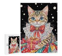 500 PCS Jigsaws for Teenagerss Puzzle Festive Cat with Gift Jigsaws for Adults Hands-on Game Pattern Assembly Unique Gifts for Birthday And Christmas 500 PCS