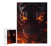 500 PCS Jigsaws for Teenagerss Puzzle Fiery Tiger Gaze Adult Jigsaw Puzzle Relaxing Games Pattern Assembly Parent-child Interaction 500 PCS