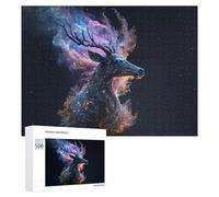500 PCS Jigsaws for Teenagerss Puzzle Galactic Deer Cosmic Artwork -7 Puzzle for Adults Hands-on Game Difficult Hard Parent-child Interaction 500 PCS