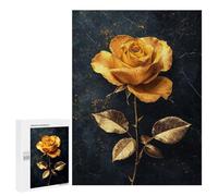 500 PCS Jigsaws for Teenagerss Puzzle Golden Rose on Black Jigsaws for Adults Hands-on Game Pattern Assembly Unique Gifts for Birthday And Christmas 500 PCS