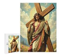 500 PCS Jigsaws for Teenagerss Puzzle Jesus Carrying Cross Artwork Jigsaws for Adults Relax Games Improve Memory Unique Gifts for Birthday And Christmas 500 PCS