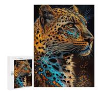 500 PCS Jigsaws for Teenagerss Puzzle Leopard in Abstract Colors Adult Jigsaw Puzzle Relaxing Games Pattern Assembly Parent-child Interaction 500 PCS