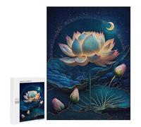 500 PCS Jigsaws for Teenagerss Puzzle Lotus Night Serenity Puzzle for Adults Hands-on Game Difficult Hard Parent-child Interaction 500 PCS