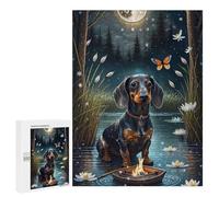 500 PCS Jigsaws for Teenagerss Puzzle Moonlit Dachshund Pond Puzzle for Adults Hands-on Game Difficult Hard Parent-child Interaction 500 PCS