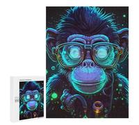 500 PCS Jigsaws for Teenagerss Puzzle Neon Monkey Glasses Art Puzzle for Adults Hands-on Game Difficult Hard Parent-child Interaction 500 PCS