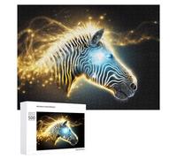 500 PCS Jigsaws for Teenagerss Puzzle Neon Zebra with Glowing Lines Puzzle for Adults Hands-on Game Difficult Hard Parent-child Interaction 500 PCS