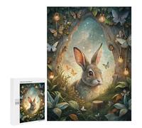 500 PCS Jigsaws for Teenagerss Puzzle Rabbit in Enchanted Forest with Butterflies Puzzle for Adults Family Games A Work of Art Parent-child Interaction 500 PCS