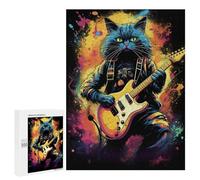 500 PCS Jigsaws for Teenagerss Puzzle Rock Star Cat Guitar Art Puzzle for Adults Hands-on Game Difficult Hard Parent-child Interaction 500 PCS