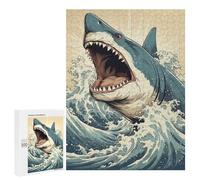 500 PCS Jigsaws for Teenagerss Puzzle Shark Japan Great Wave Adult Puzzles Relaxing Games Enhance Memory Parent-child Interaction 500 PCS