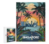 500 PCS Jigsaws for Teenagerss Puzzle Singapore Skyline Sunset Puzzle for Adults Family Games A Work of Art Parent-child Interaction 500 PCS