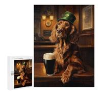 500 PCS Jigsaws for Teenagerss Puzzle St. Patrick’s Day Irish Setter in A Pub Jigsaws for Adults Relax Games Improve Memory Unique Gifts for Birthday And Christmas 500 PCS