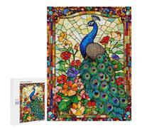 500 PCS Jigsaws for Teenagerss Puzzle Stained Glass Peacock Jigsaws for Adults Hands-on Game Pattern Assembly Unique Gifts for Birthday And Christmas 500 PCS