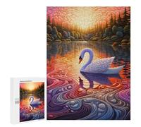 500 PCS Jigsaws for Teenagerss Puzzle Swan Sunset Reflections Puzzle for Adults Hands-on Game Difficult Hard Parent-child Interaction 500 PCS