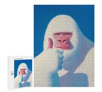 500 PCS Jigsaws for Teenagerss Puzzle White Gorilla Thumbs Up Teenagers Puzzles Toy Wall Decor Perfect Decoration Unique Gifts for Birthday And Christmas 500 PCS