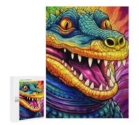 500 PCS Jigsaws for Teenagerss Rainbow Crocodile Artwork Puzzle for Adults Relaxing Games Enhance Memory Gifts for Friends And Family 500 PCS