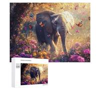 500 PCS Jigsaws for Teenagerss Rainbow Elephant Garden Jigsaw Puzzle Relaxing Games Difficult Challenge Challenging To Complete 500 PCS