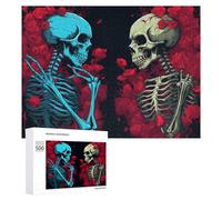 500 PCS Jigsaws for Teenagerss Skulls in Love A Romantic Skeleton Artwork Jigsaw Puzzle Relaxing Games Difficult Challenge Challenging To Complete 500 PCS