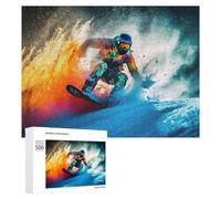 500 PCS Jigsaws for Teenagerss Snowboarder in Action Colorful Motion Blur Puzzle for Adults Relaxing Games Enhance Memory Gifts for Friends And Family 500 PCS