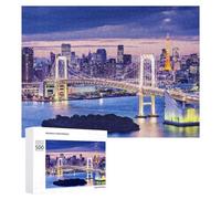 500 PCS Jigsaws for Teenagerss Tokyo Cityscape with Rainbow Bridge Jigsaw Puzzle Relaxing Games Difficult Challenge Challenging To Complete 500 PCS