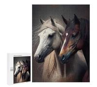 500 PCS Jigsaws for Teenagerss Two Majestic Horses Jigsaw Puzzle Relaxing Games Difficult Challenge Challenging To Complete 500 PCS
