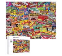 500 PCS Jigsaws for Teenagerss Vintage Candy Packaging Collage Jigsaw Puzzle Relaxing Games Difficult Challenge Challenging To Complete 500 PCS