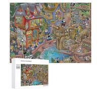 500 PCS Jigsaws for Teenagerss Whimsical Village with Pirate Ship Jigsaw Puzzle Relaxing Games Difficult Challenge Challenging To Complete 500 PCS