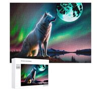 500 PCS Jigsaws for Teenagerss Wolf Gazing at Mystical Moon Jigsaw Puzzle Relaxing Games Difficult Challenge Challenging To Complete 500 PCS