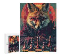500 PCS Jigsaws Fox Master Chess Game Art Print Jigsaws for Adults Puzzle Hand Speed Race Help The Brain Exercise Beautiful Design Game 500 PCS