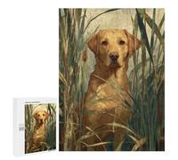 500 PCS Jigsaws Golden Retriever in Tall Grass Jigsaws for Adults Puzzle Hand Speed Race Help The Brain Exercise Beautiful Design Game 500 PCS