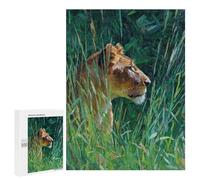 500 PCS Jigsaws Lioness in Grass Painting Jigsaws for Adults Puzzle Hand Speed Race Help The Brain Exercise Beautiful Design Game 500 PCS