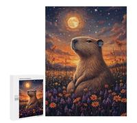 500 PCS Jigsaws Moonlit Capybara Meadow Jigsaws for Adults Puzzle Hand Speed Race Help The Brain Exercise Beautiful Design Game 500 PCS