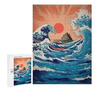 500 PCS Jigsaws Ocean Waves Sunset Art Print Jigsaws for Adults Puzzle Hand Speed Race Help The Brain Exercise Beautiful Design Game 500 PCS