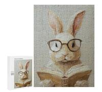 500 PCS Jigsaws Rabbit Reading Book Oil Painting Jigsaws for Adults Puzzle Hand Speed Race Help The Brain Exercise Beautiful Design Game 500 PCS