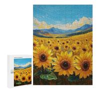 500 PCS Jigsaws Sunflower Field Painting-11 Jigsaws for Adults Puzzle Hand Speed Race Help The Brain Exercise Beautiful Design Game 500 PCS