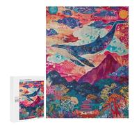 500 PCS Jigsaws Whale Fantasy Landscape Art Print Jigsaws for Adults Puzzle Hand Speed Race Help The Brain Exercise Beautiful Design Game 500 PCS