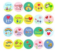 500 pcs Kid-Drawn Christian Faith Shape Stickers