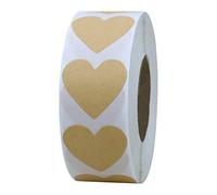 500 Pcs Kraft Lables Stickers 25mm Self-Adhesive Jar Labels Kraft Gift Tag Stickers for Valentine's Day,Wedding,Birthday,Party, Gift Wrap Bag,Craft DIY,Envelopes (Heart Shape)